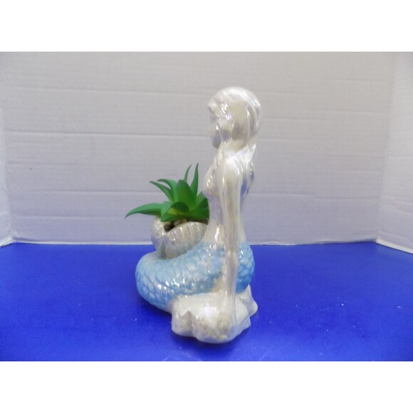 NEW Mermaid Figurine Faux Plant  Coastal Nautical Decor - Picture 5 of 5